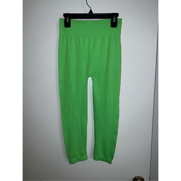 Neon Green Cropped Tights Legging S/M - Picture 1 of 6